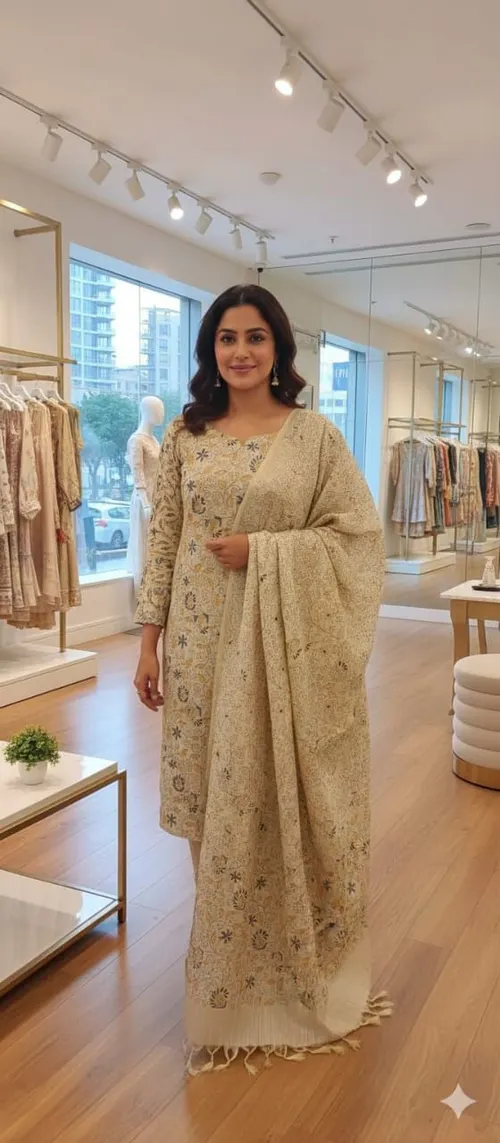 Soft Cotton Khadi Hand-Printed Full Suit Set – Elegant & Comfortable Ethnic Wear